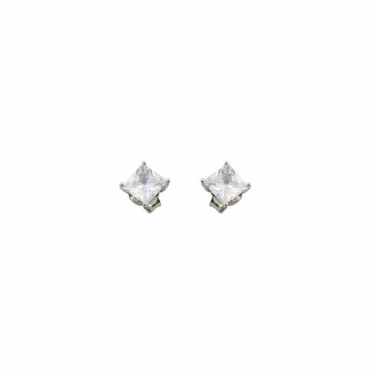 Pair of square-cut stud earrings on a white background
