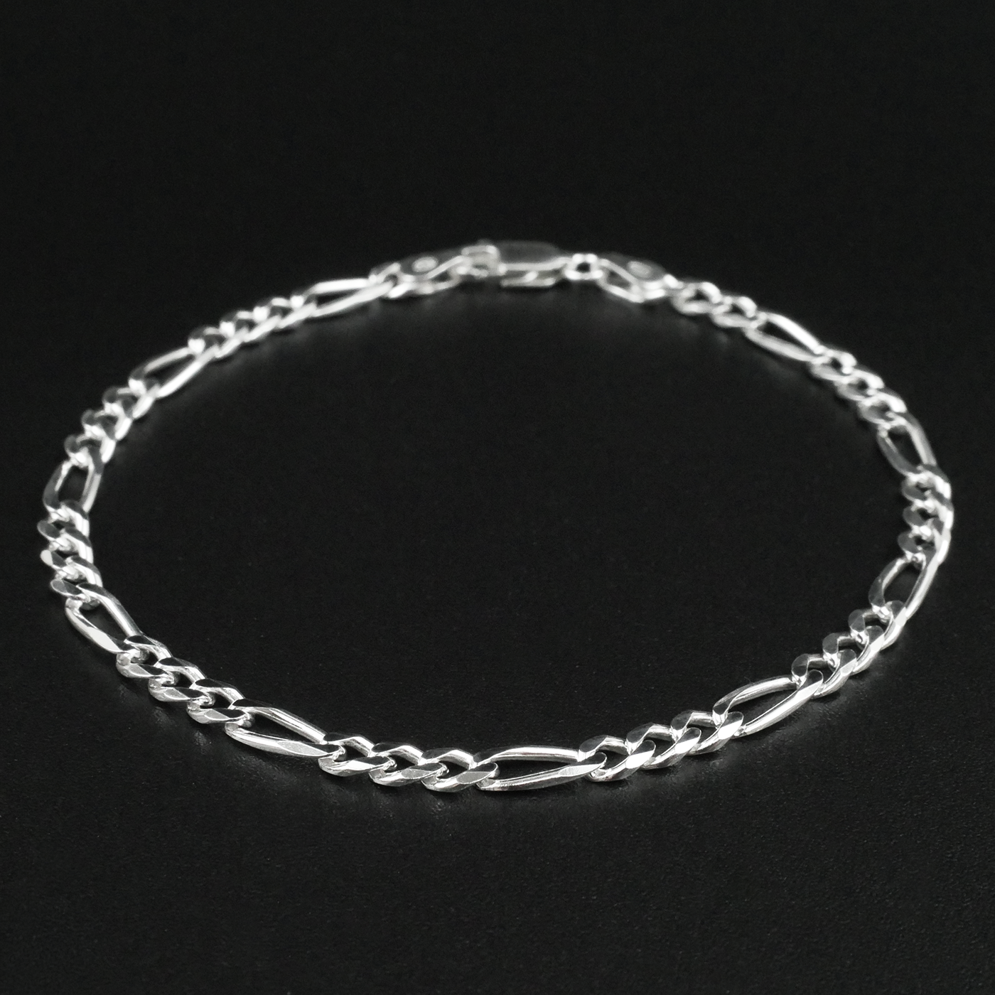 Solid Sterling Silver Figaro Bracelet (3.5mm)