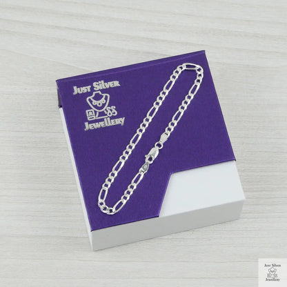 Silver bracelet on a purple 'Just Silver Jewellery' box