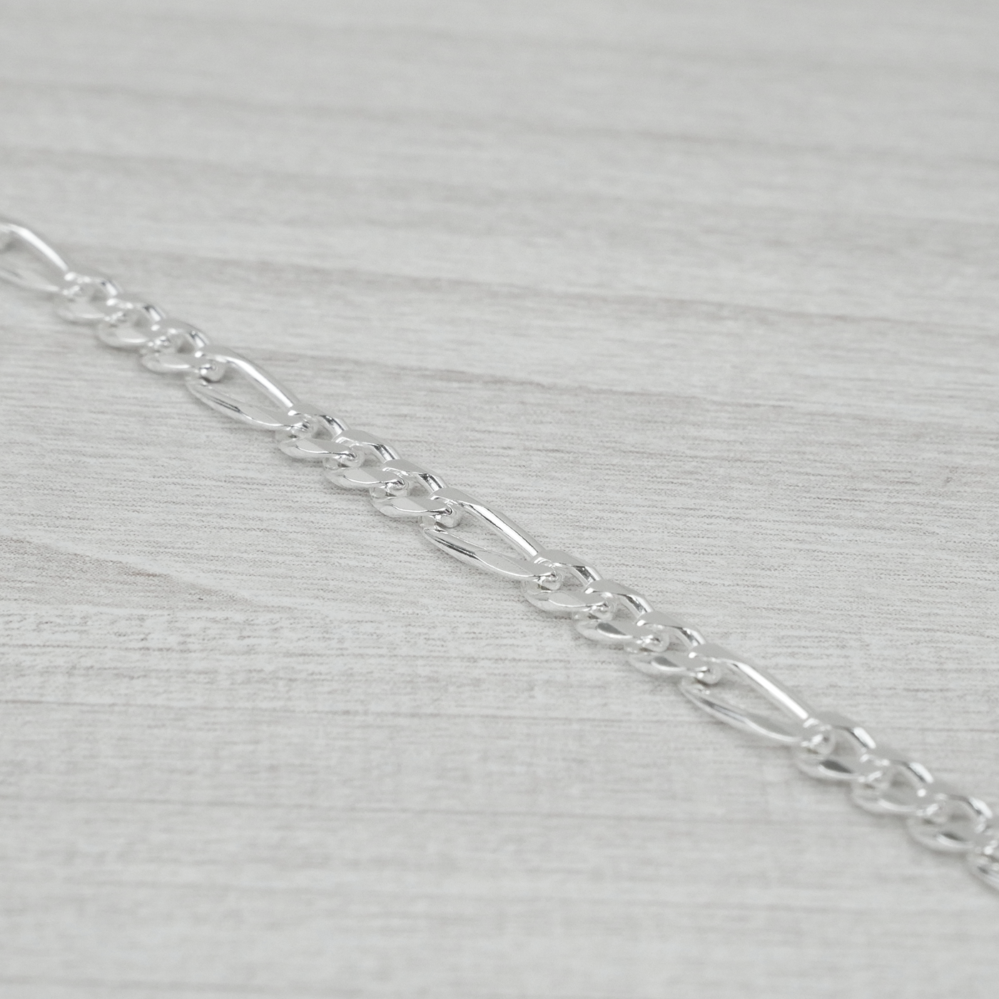 Solid Sterling Silver Figaro Bracelet (3.5mm)