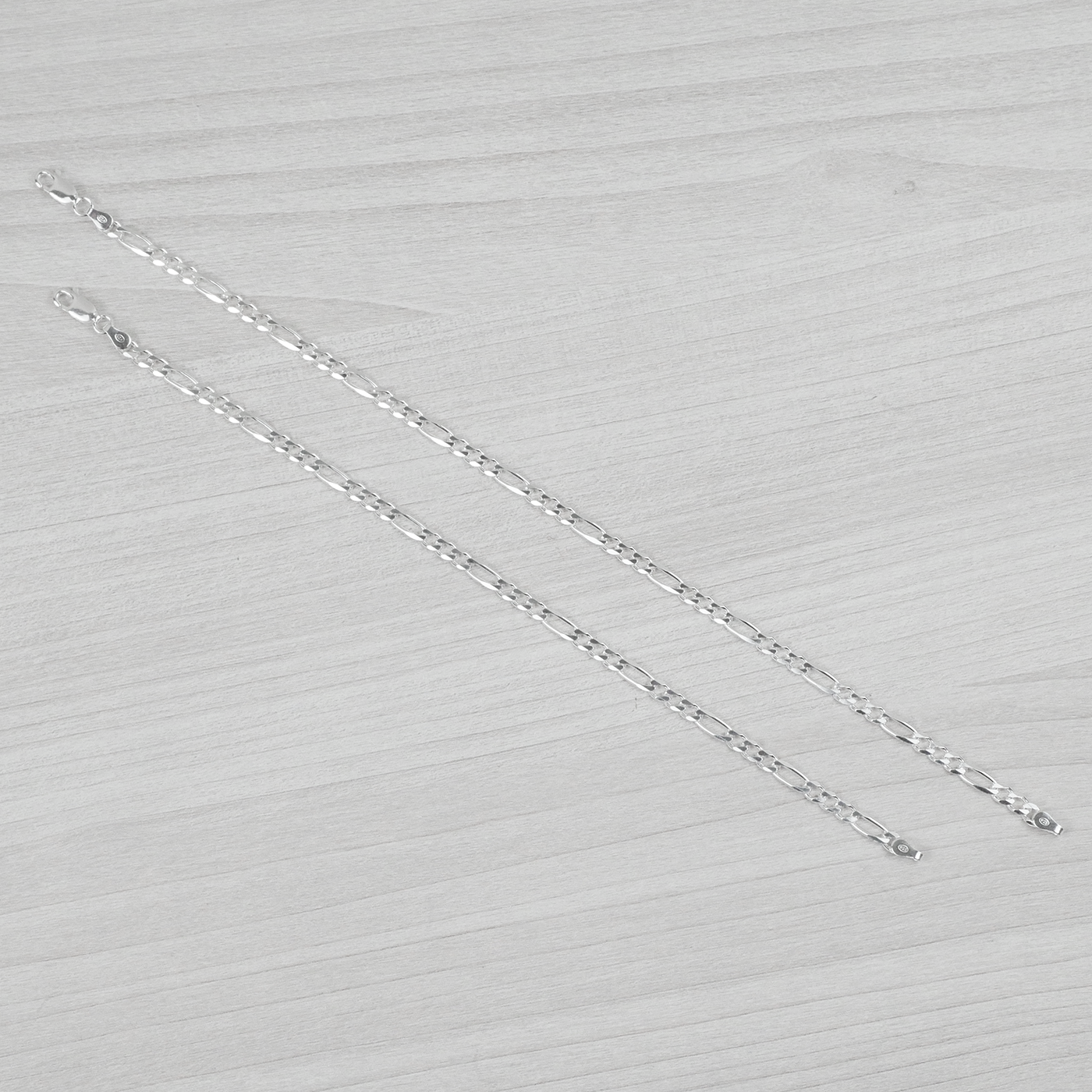 Solid Sterling Silver Figaro Bracelet (3.5mm)