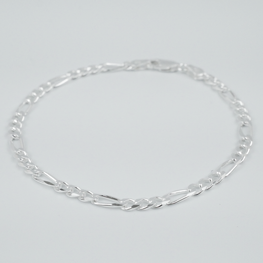Solid Sterling Silver Figaro Bracelet (3.5mm)