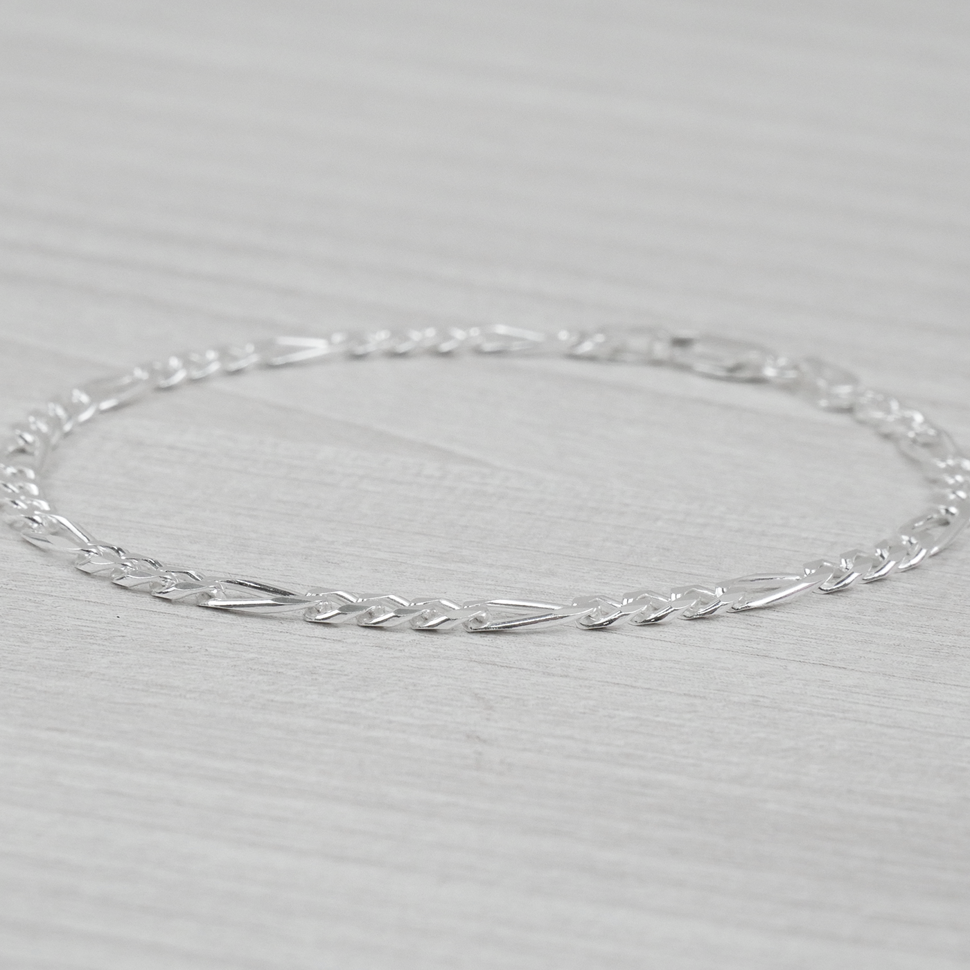 Solid Sterling Silver Figaro Bracelet (3.5mm)