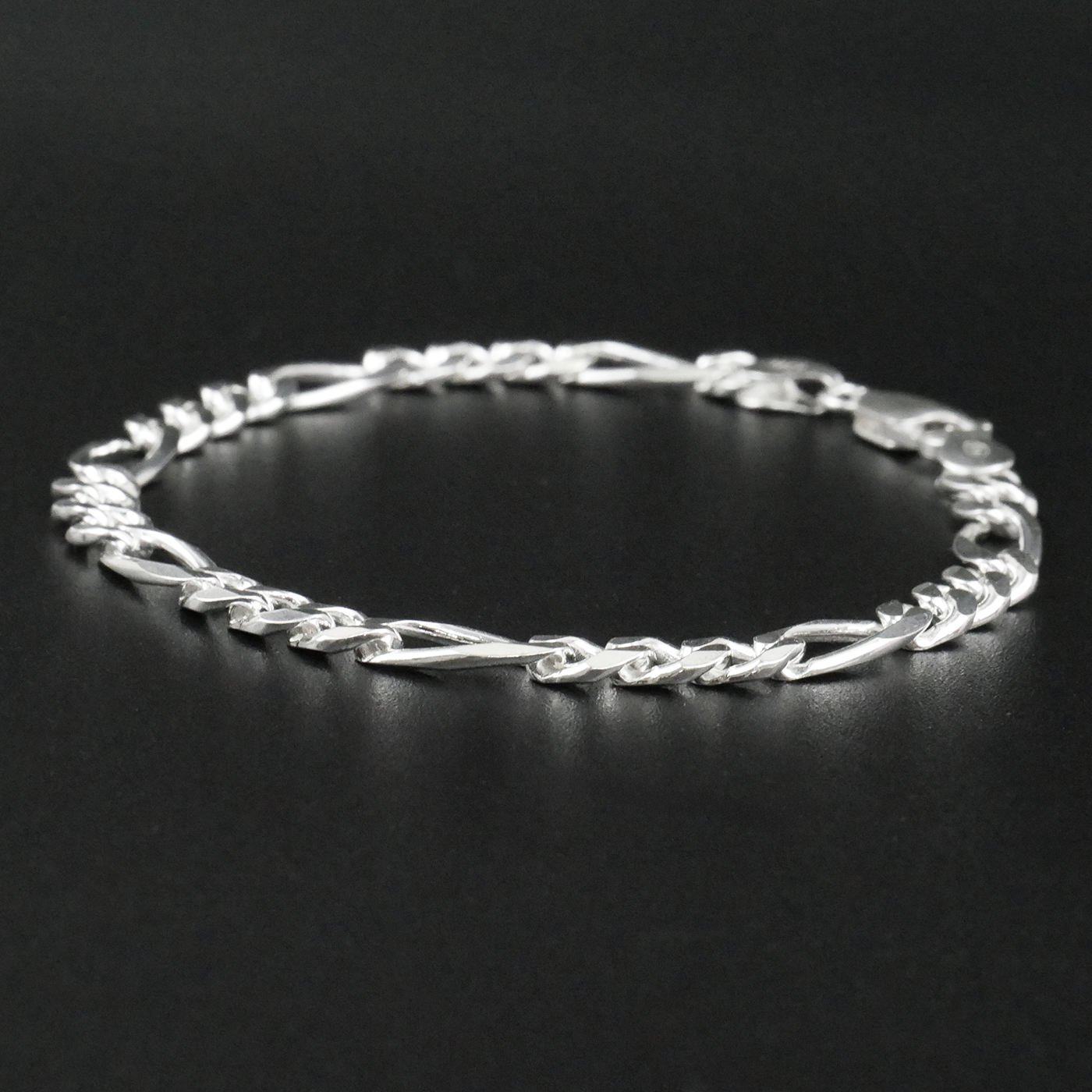 Solid Sterling Silver Figaro Bracelet (5.5mm)