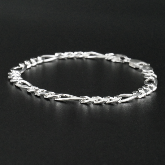 Solid Sterling Silver Figaro Bracelet (5.5mm)
