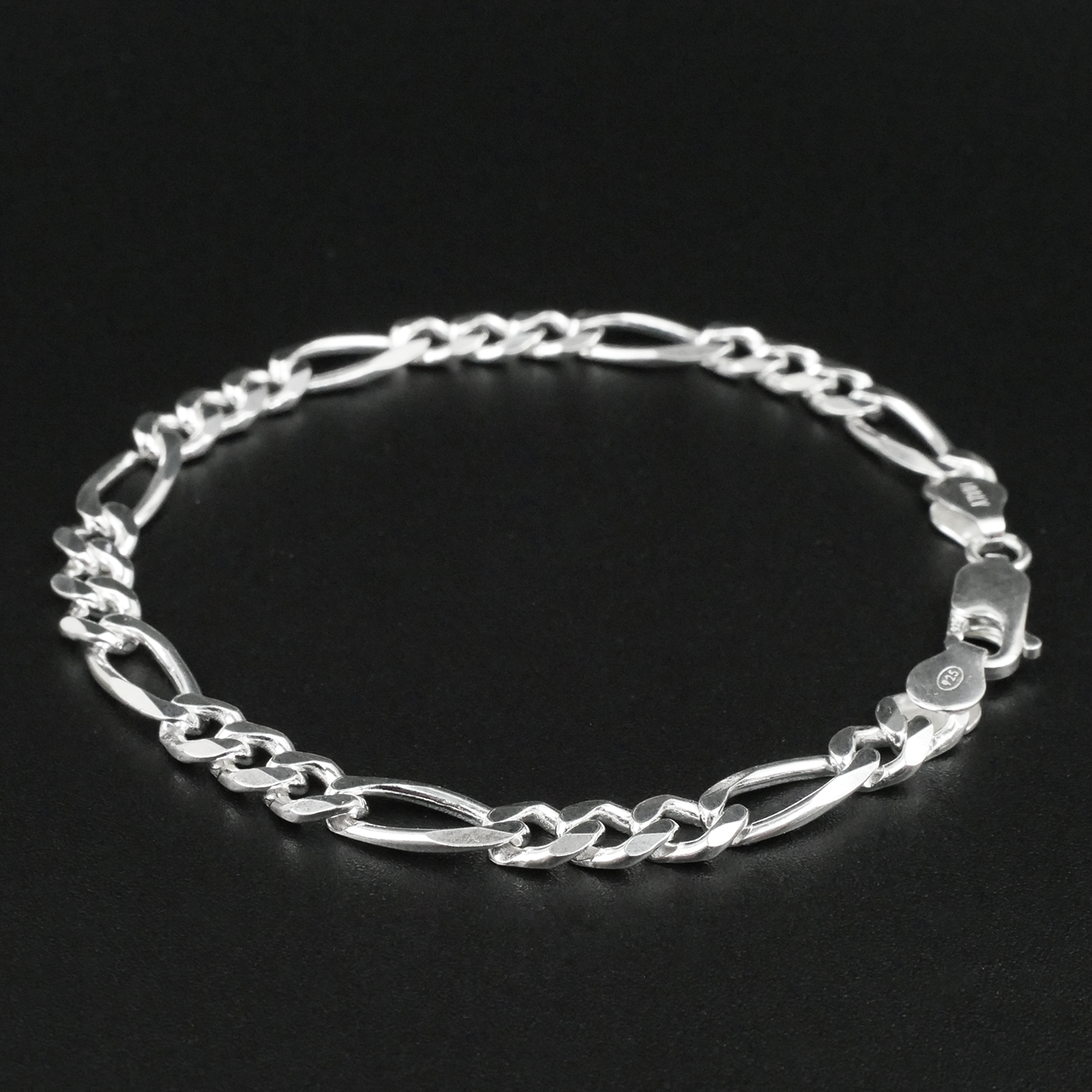 Solid Sterling Silver Figaro Bracelet (5.5mm)