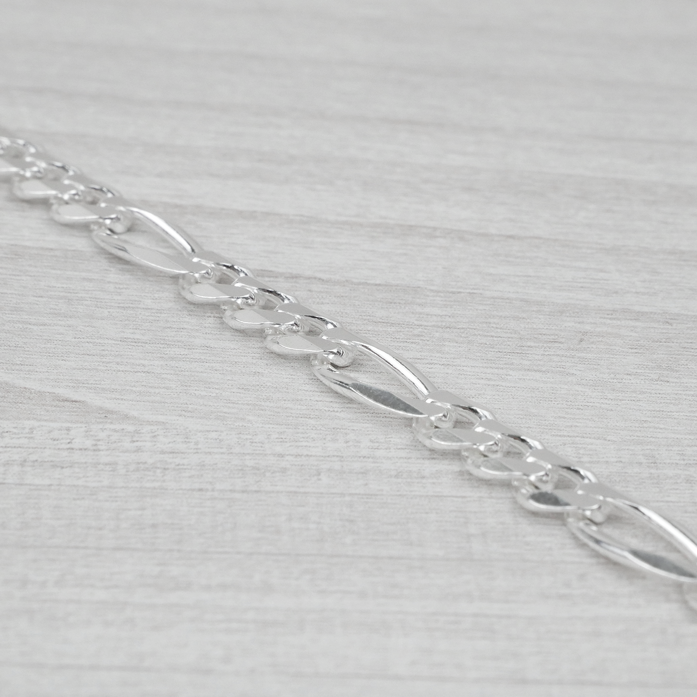 Solid Sterling Silver Figaro Bracelet (5.5mm)