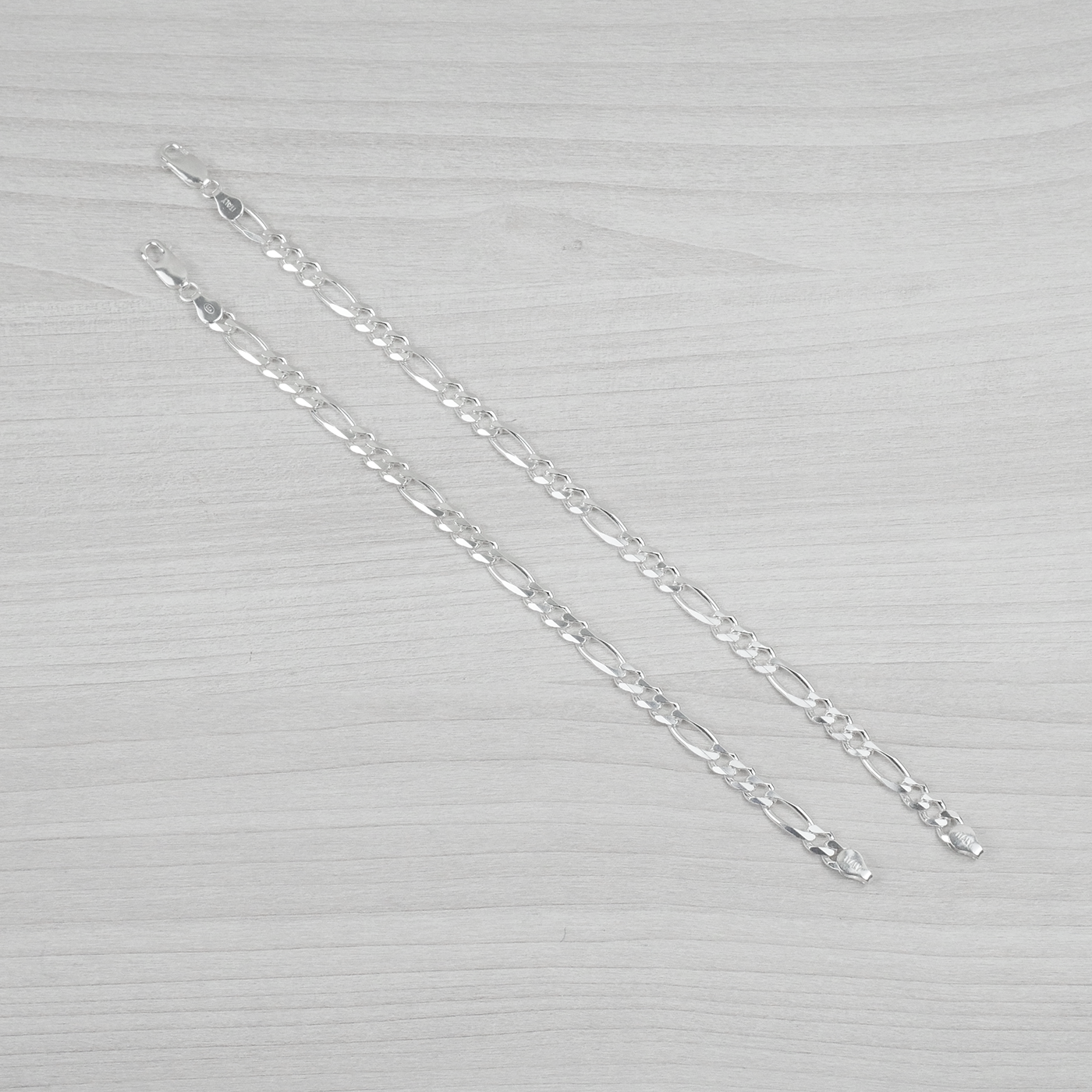 Solid Sterling Silver Figaro Bracelet (5.5mm)