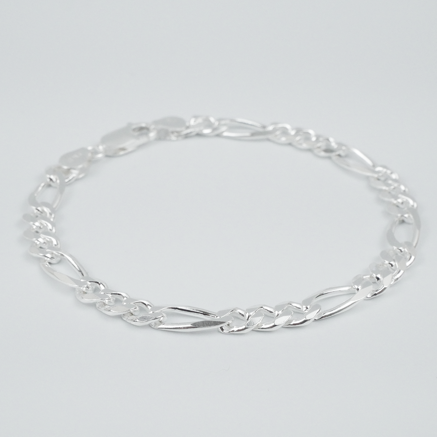 Solid Sterling Silver Figaro Bracelet (5.5mm)