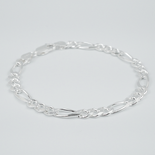 Solid Sterling Silver Figaro Bracelet (5.5mm)