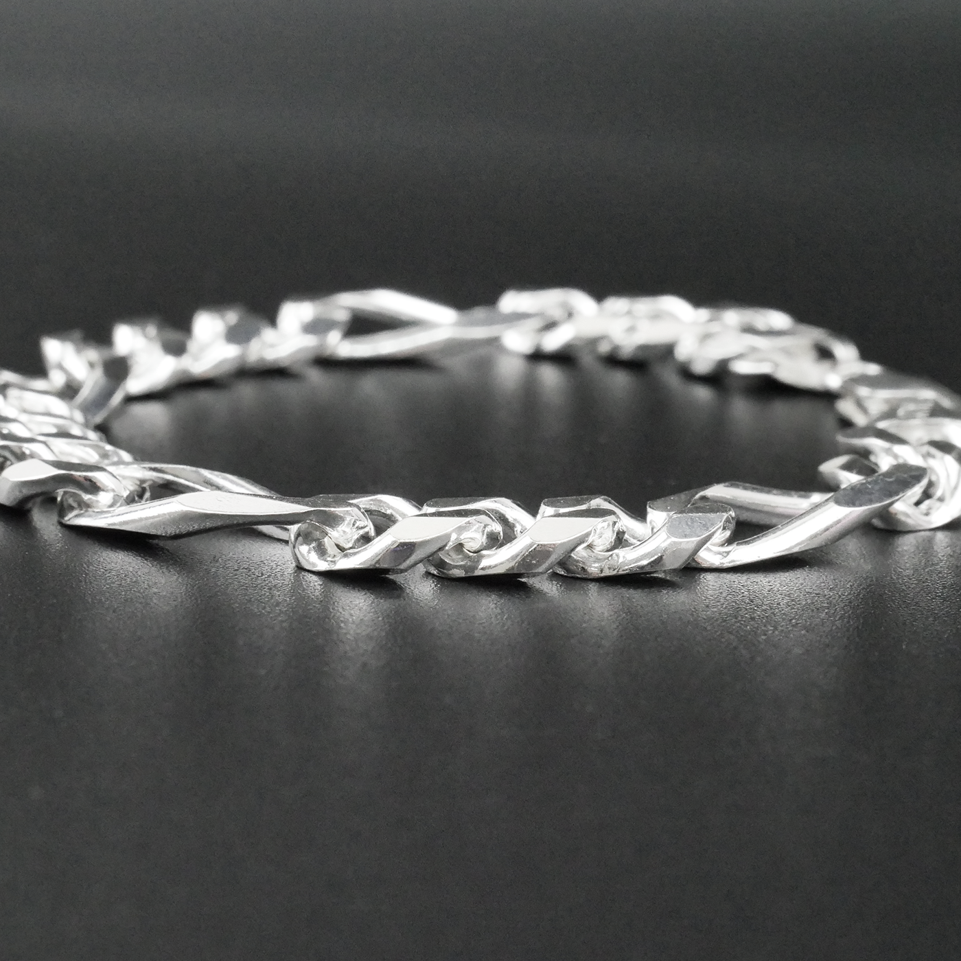 Solid Sterling Silver Figaro Bracelet (9.8mm)