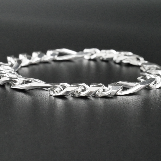 Solid Sterling Silver Figaro Bracelet (9.8mm)