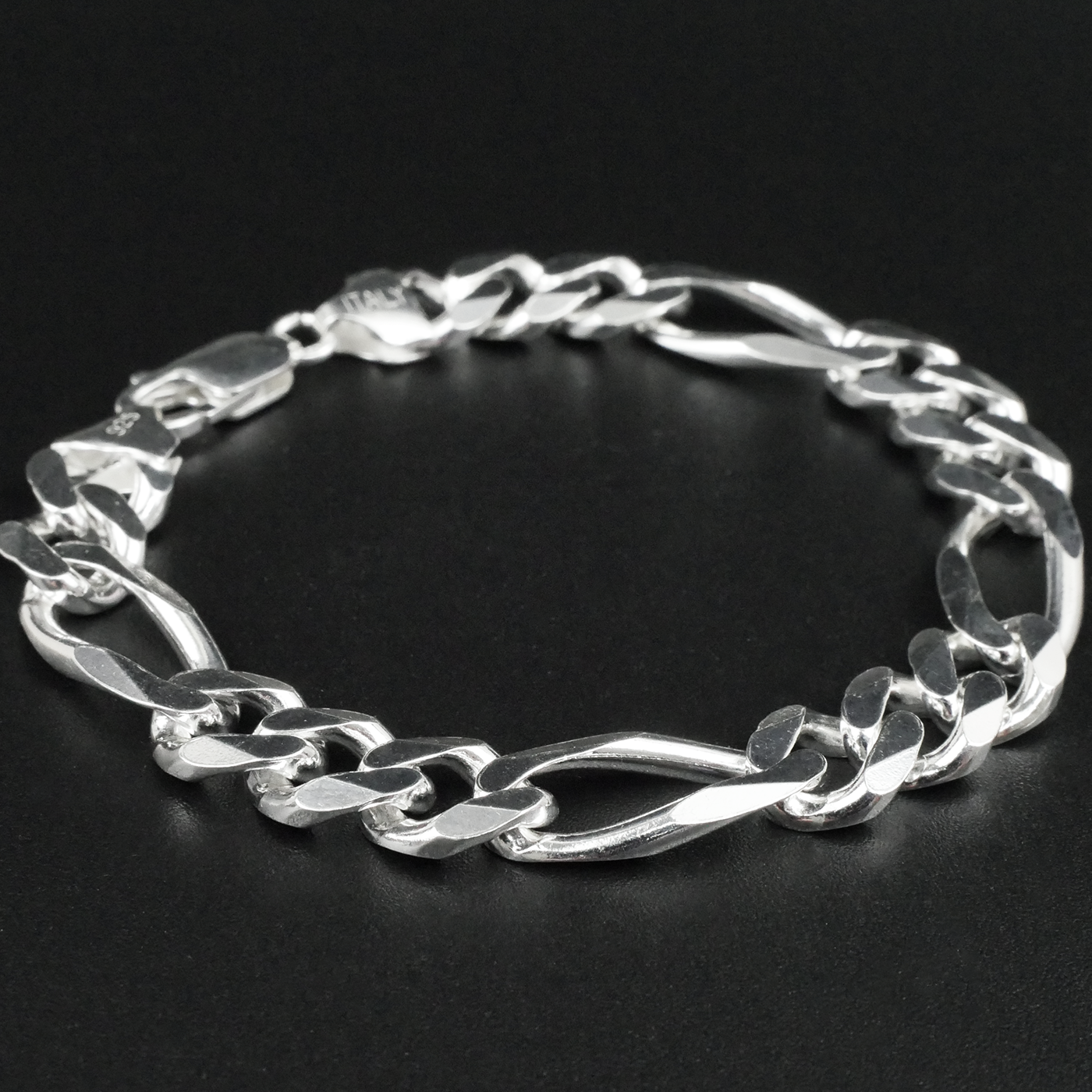 Solid Sterling Silver Figaro Bracelet (9.8mm)