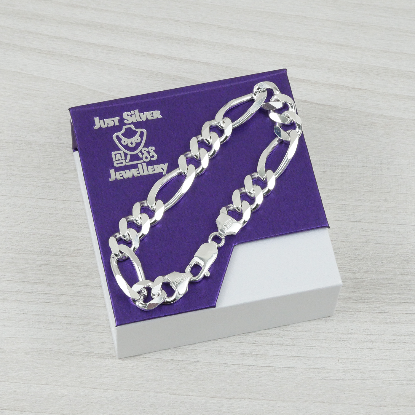 Solid Sterling Silver Figaro Bracelet (9.8mm)