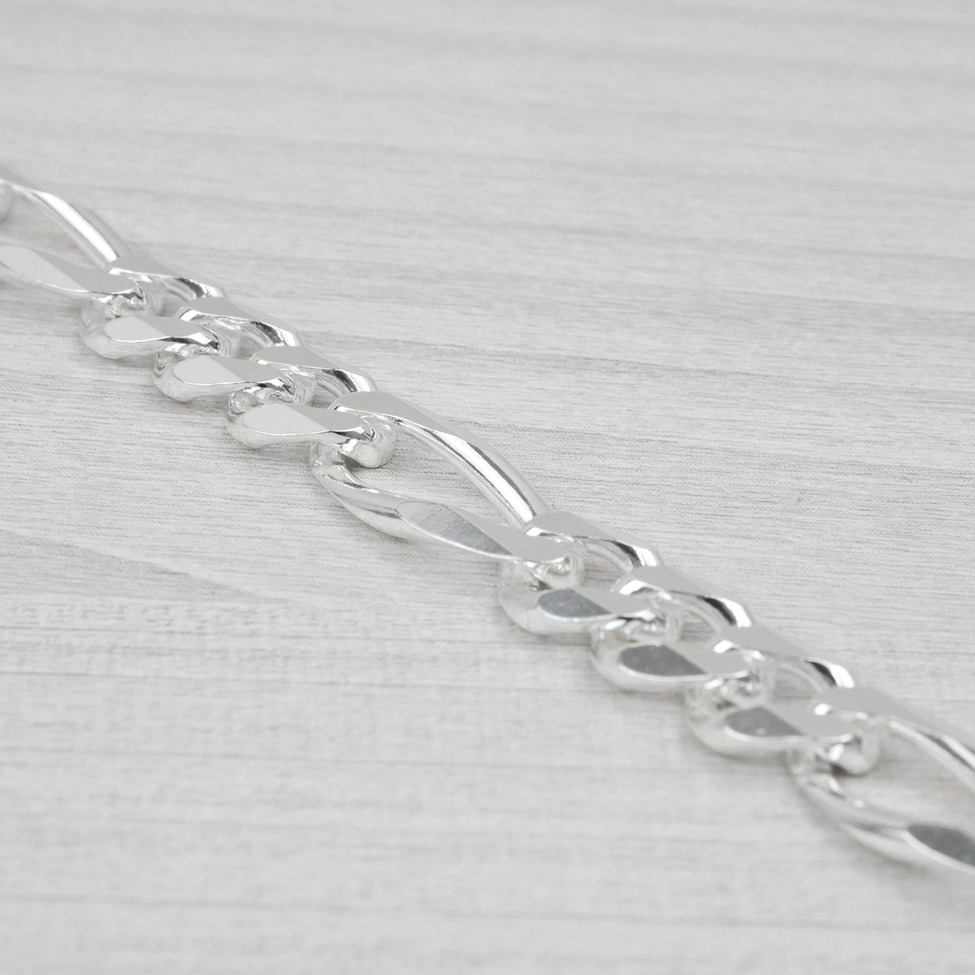 Solid Sterling Silver Figaro Bracelet (9.8mm)