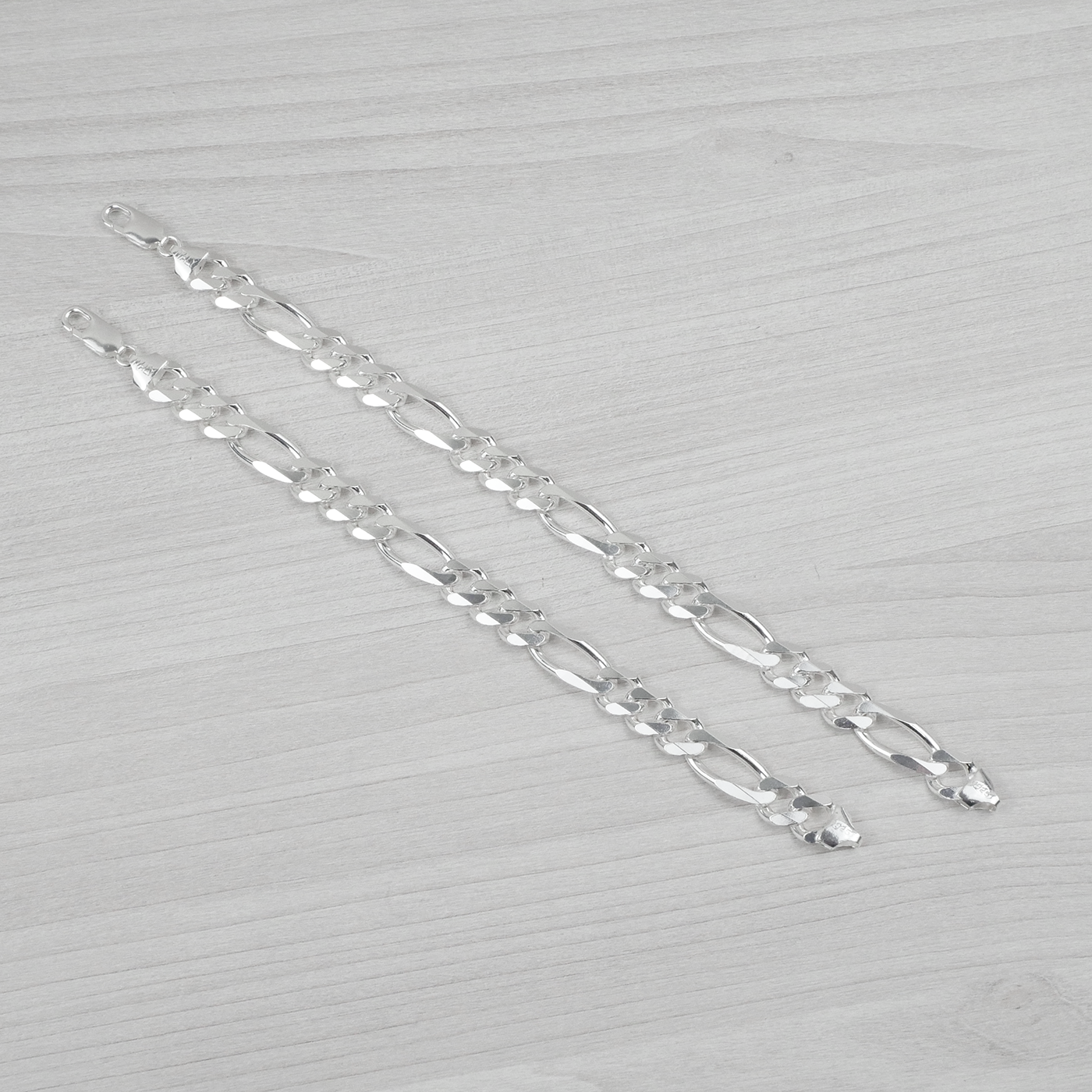 Solid Sterling Silver Figaro Bracelet (9.8mm)
