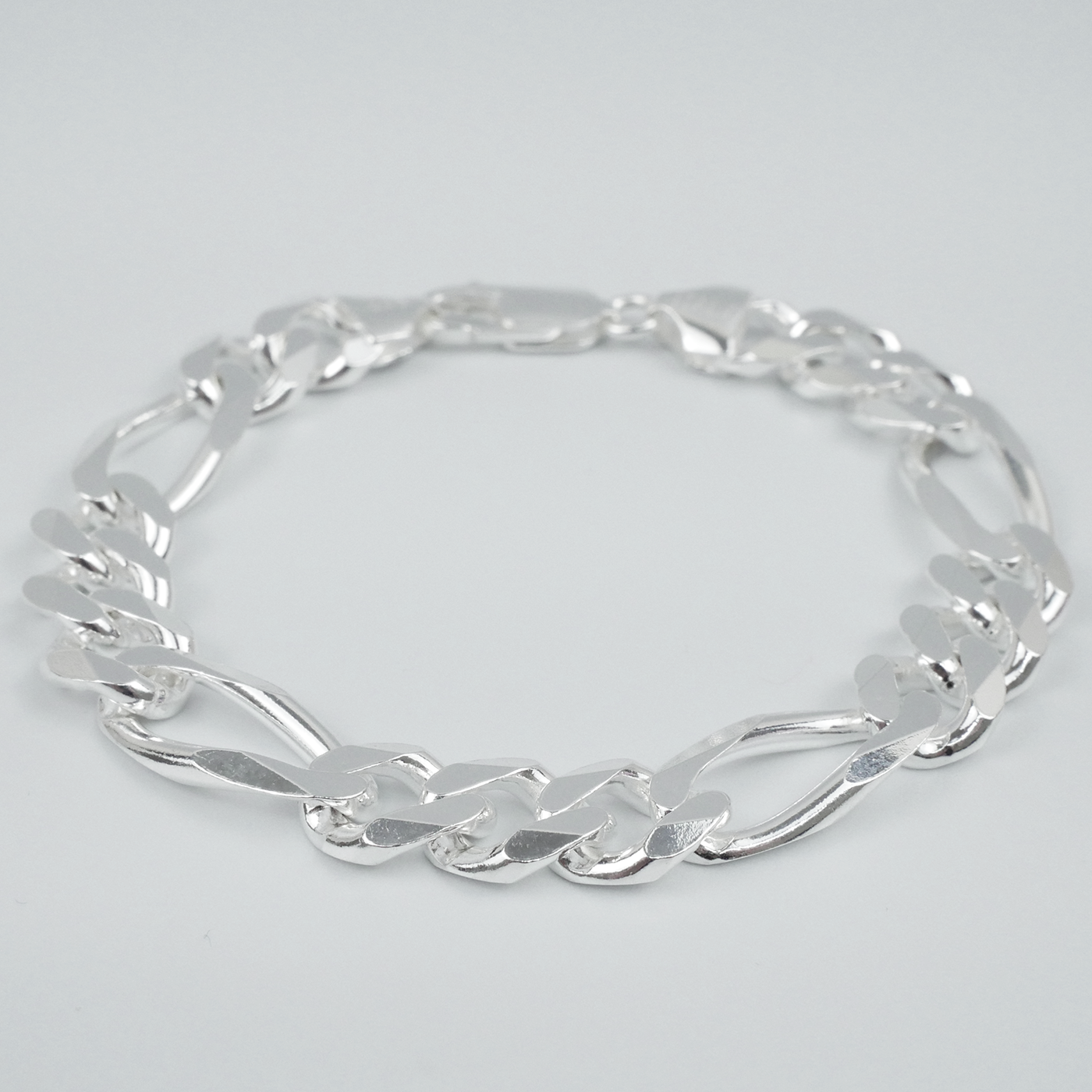 Solid Sterling Silver Figaro Bracelet (9.8mm)