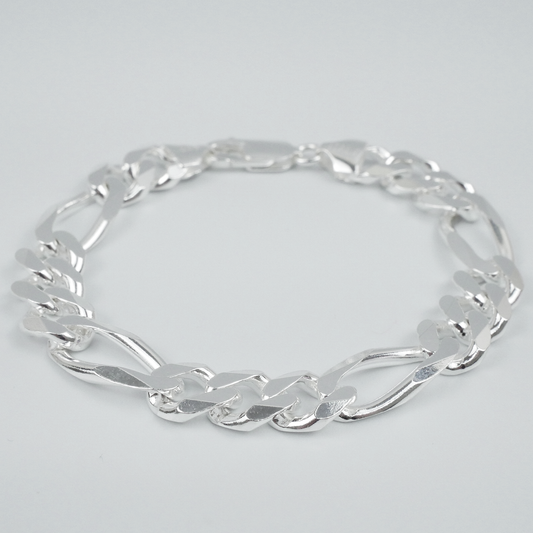 Solid Sterling Silver Figaro Bracelet (9.8mm)