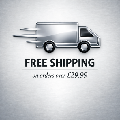 Free shipping offer with a red delivery van on a yellow background