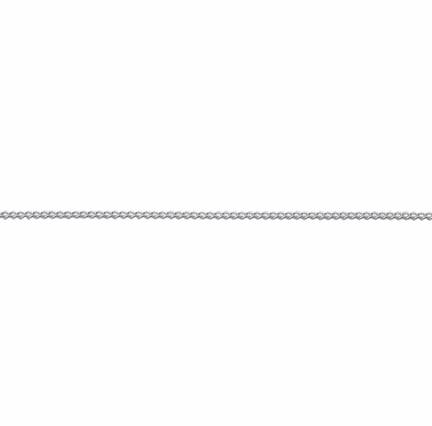 A sterling silver curb chain necklace with a length of 1.4mm, displayed against a white background.