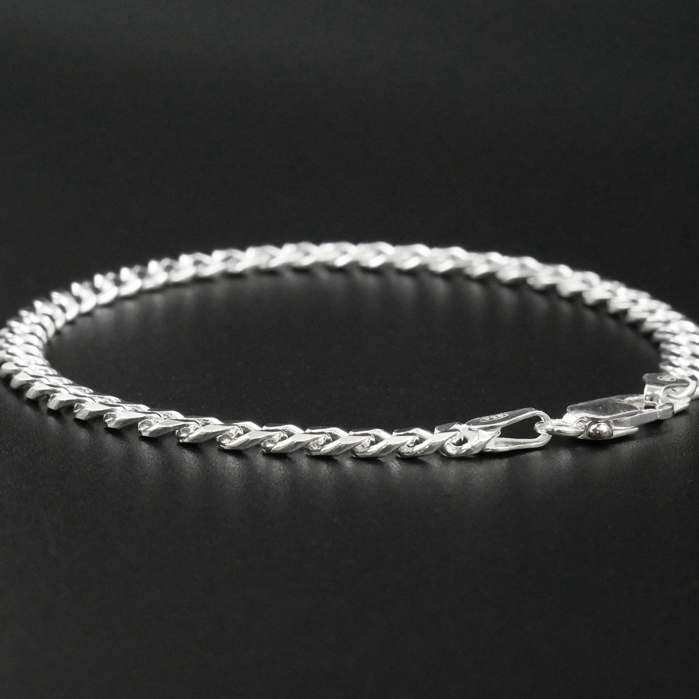 Solid Sterling Silver Curb Bracelet (4mm)