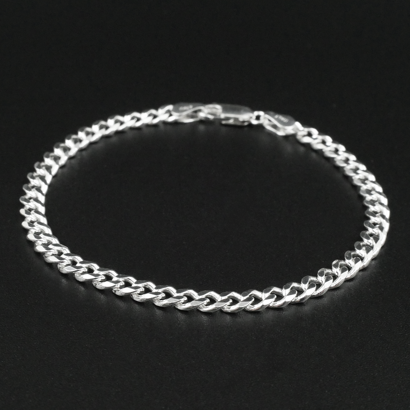 Solid Sterling Silver Curb Bracelet (4mm)
