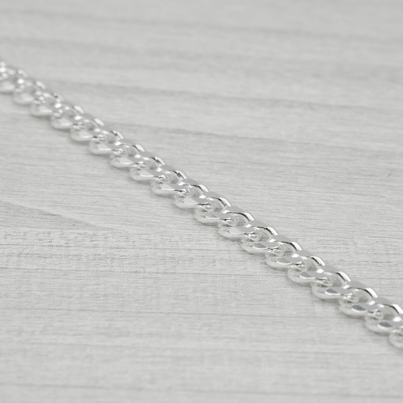 Solid Sterling Silver Curb Bracelet (4mm)