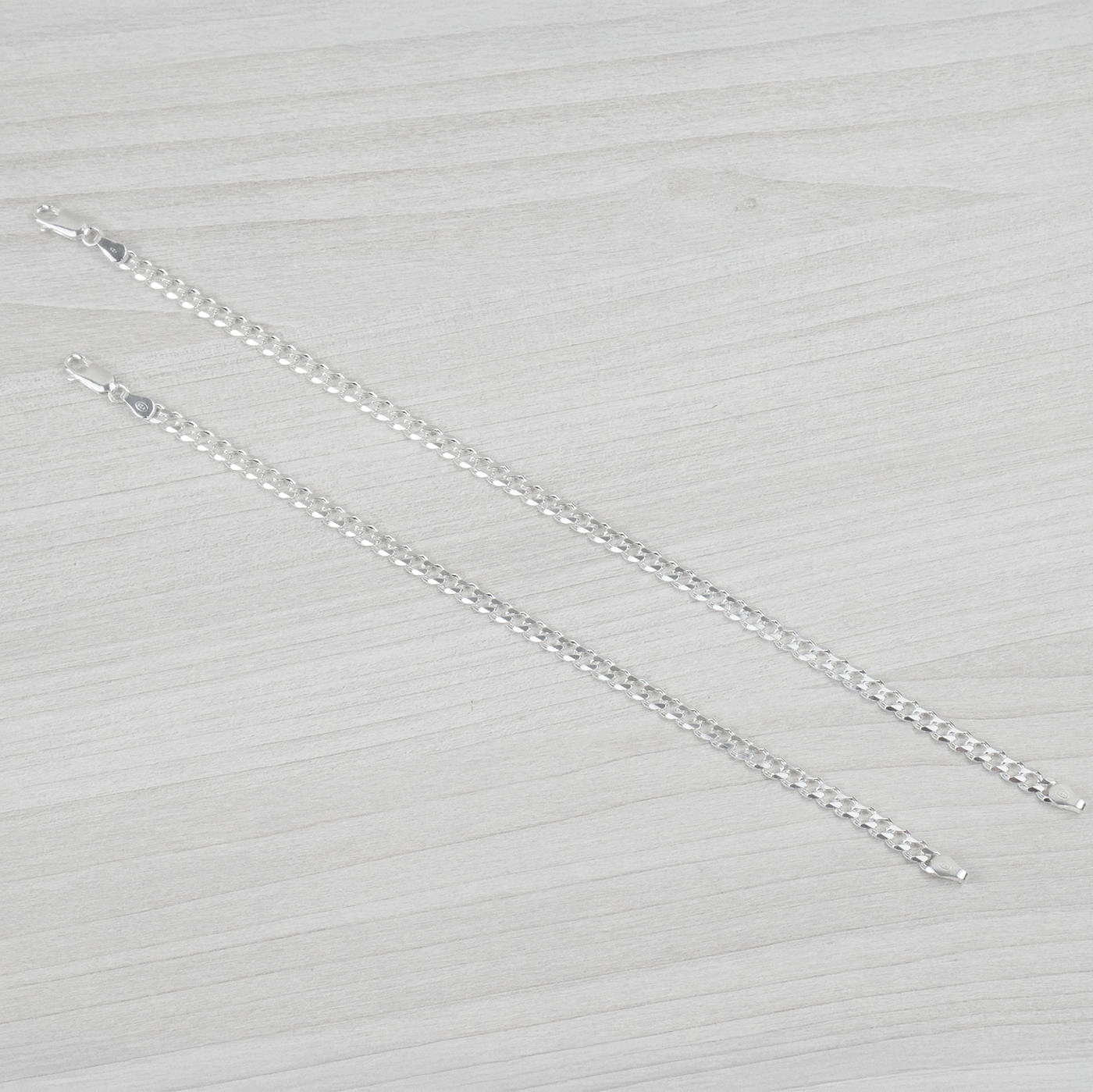 Solid Sterling Silver Curb Bracelet (4mm)