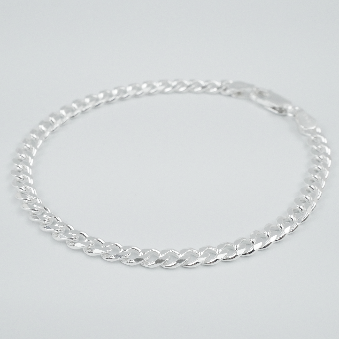 Solid Sterling Silver Curb Bracelet (4mm)