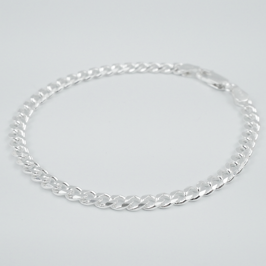 Solid Sterling Silver Curb Bracelet (4mm)