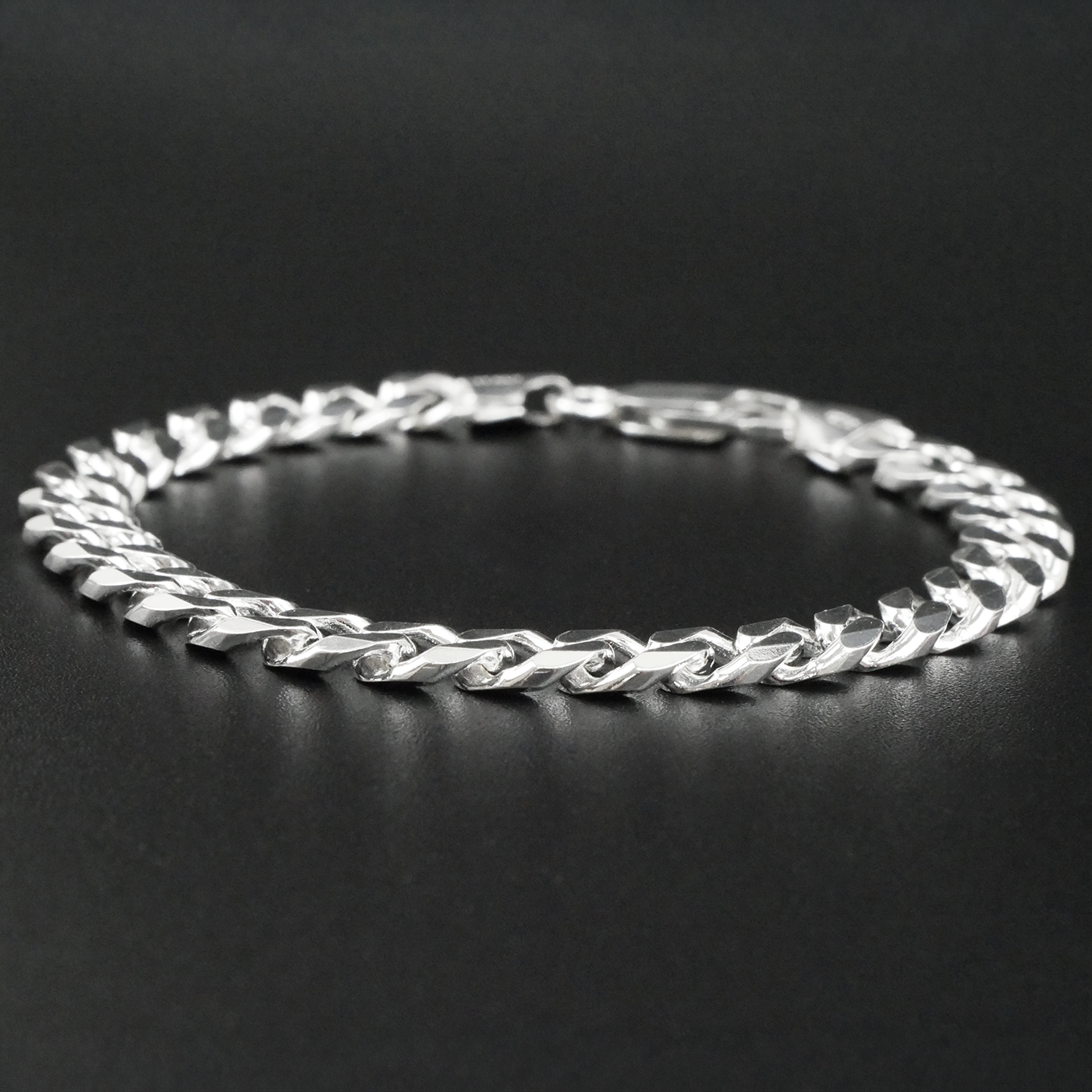 Solid Sterling Silver Curb Bracelet (7mm)