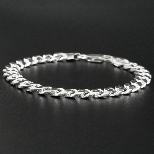 Solid Sterling Silver Curb Bracelet (7mm)
