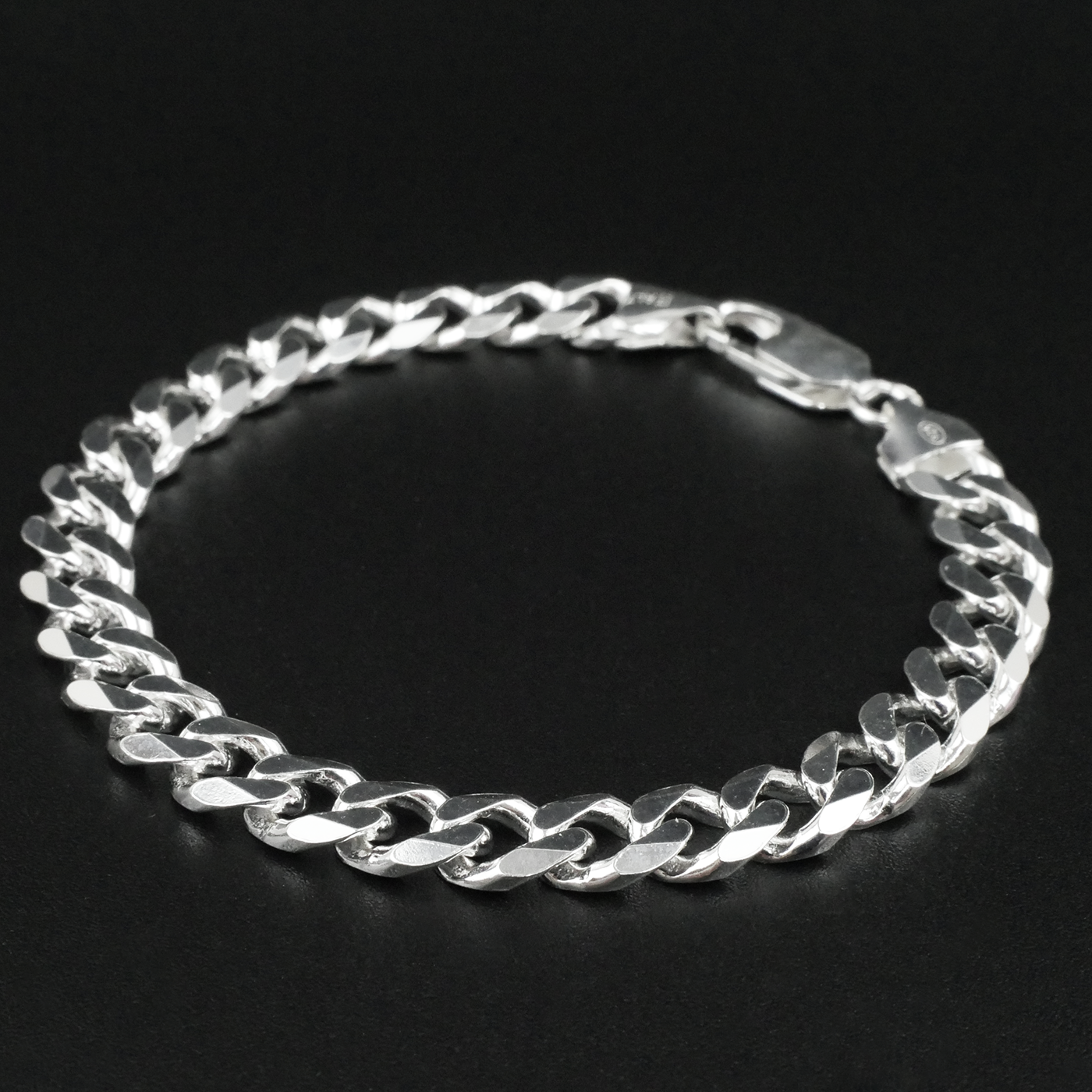 Solid Sterling Silver Curb Bracelet (7mm)