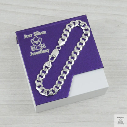 Silver bracelet on a purple 'Just Silver Jewellery' box