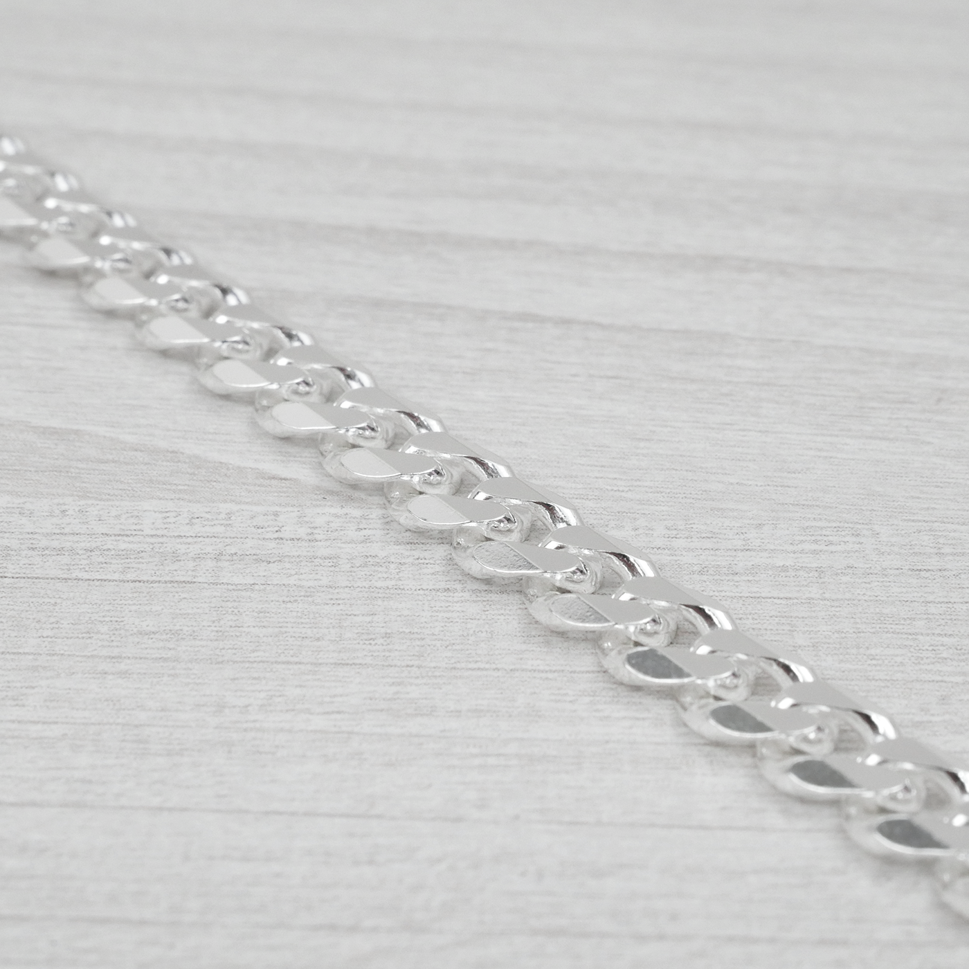 Solid Sterling Silver Curb Bracelet (7mm)