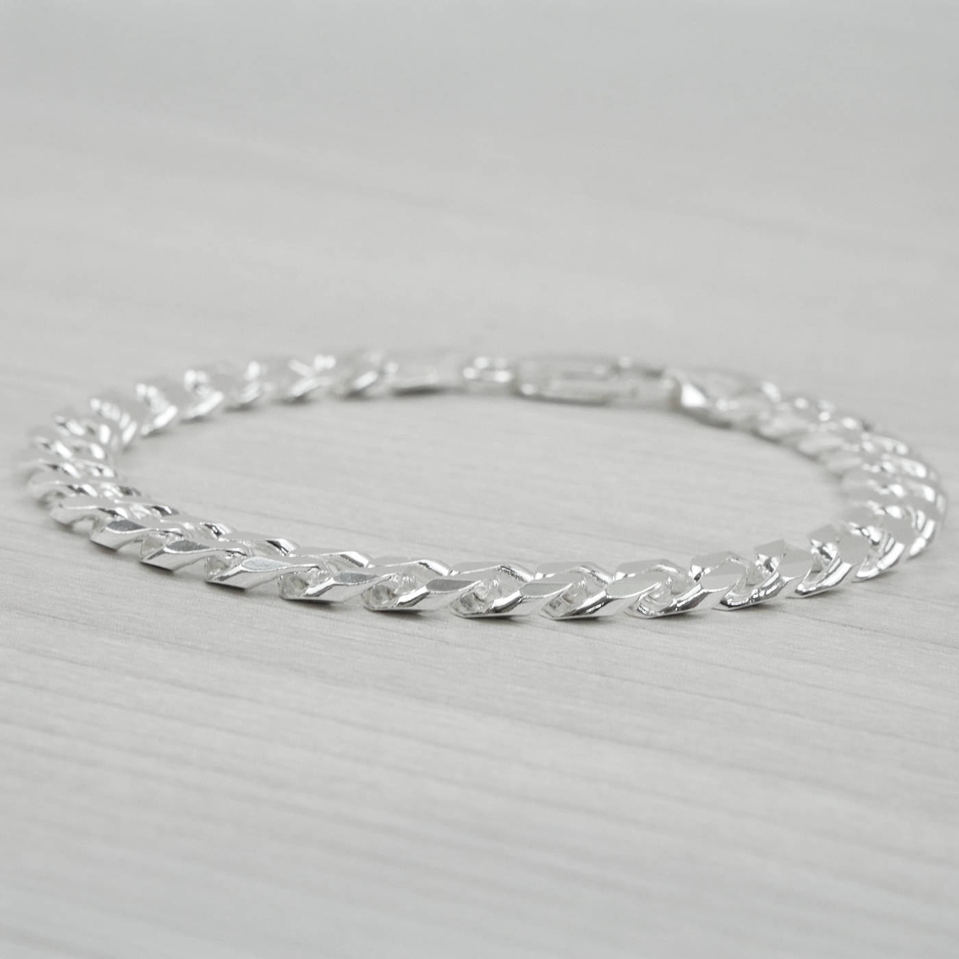 Solid Sterling Silver Curb Bracelet (7mm)