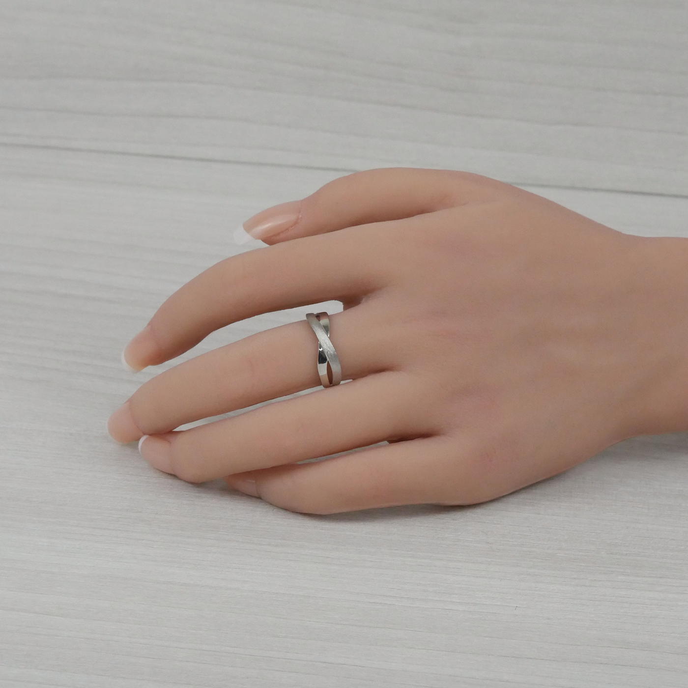 Silver 2 Tone Braid Ring