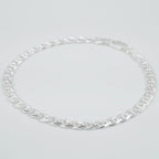 Silver marina link chain necklace on a light grey background