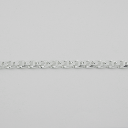 Silver chain on a light gray background