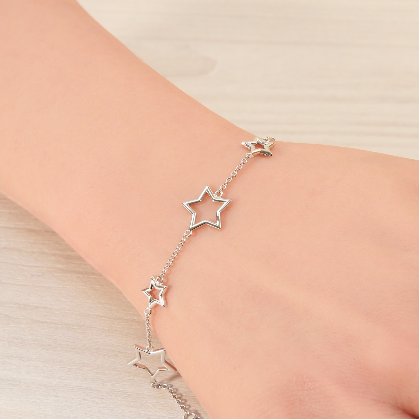 Silver Stars Cubic Zirconia Bracelet