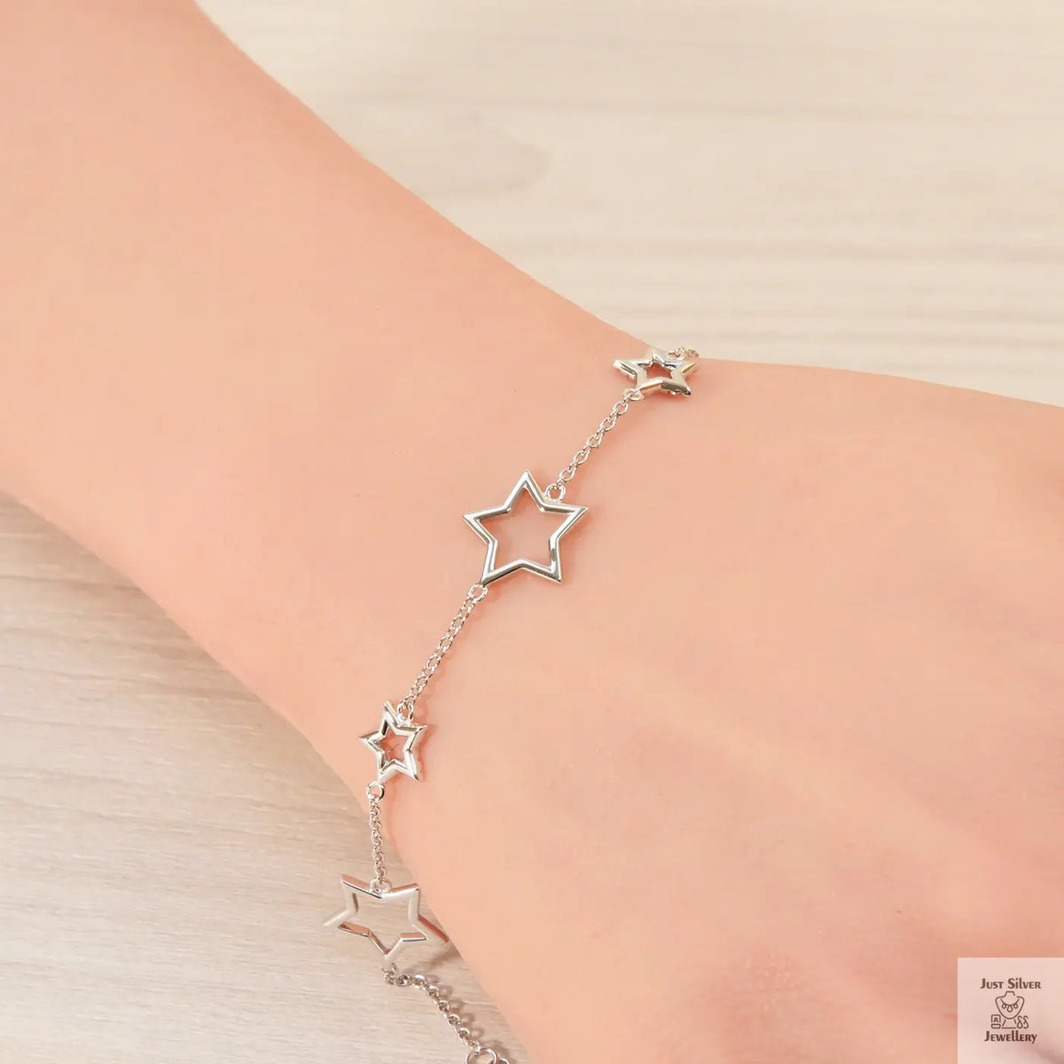 Silver Stars Cubic Zirconia Bracelet Just Silver Jewellery