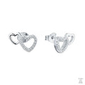 Silver twin hearts design earring on a white background