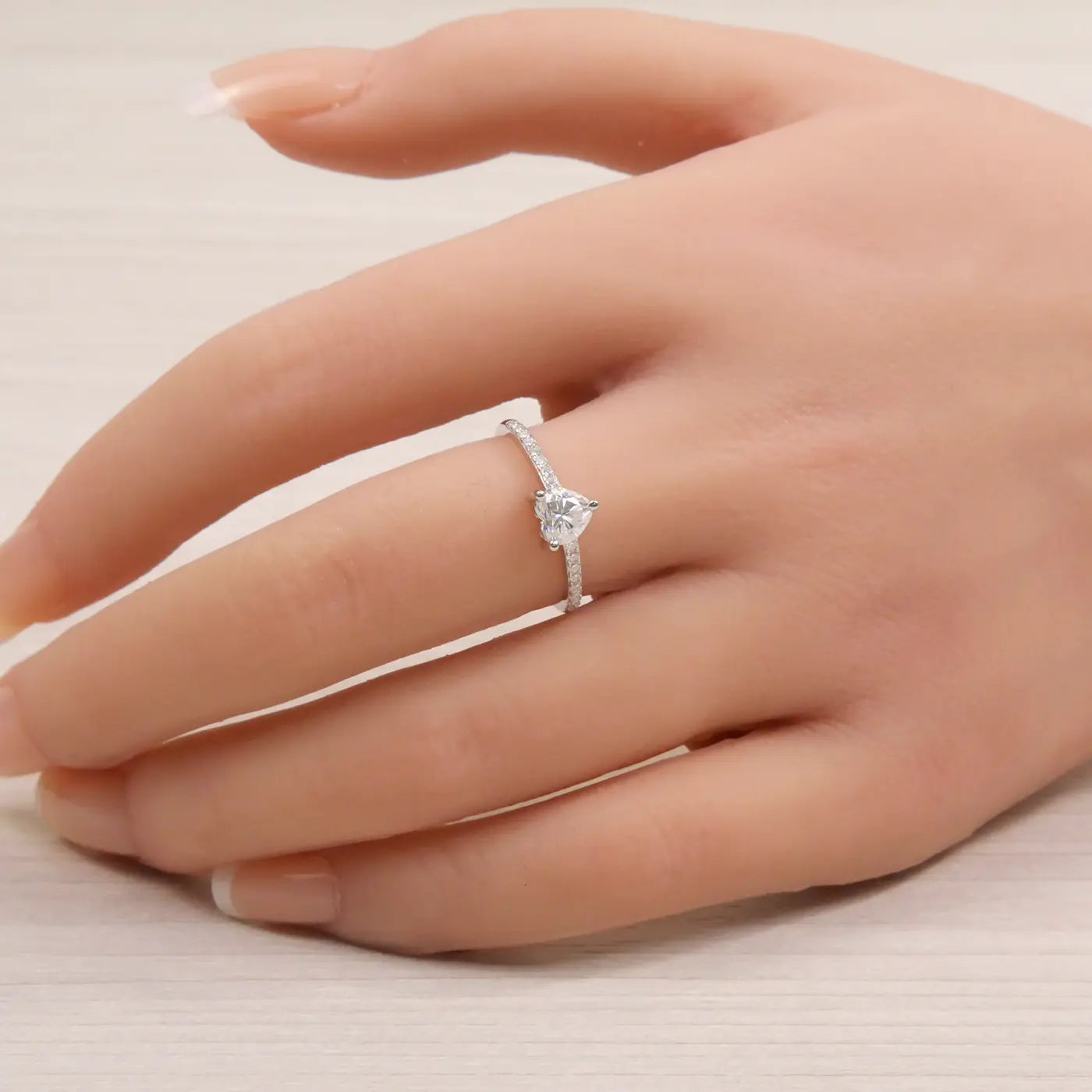 Silver Solitaire Heart Natural Zircon Ring Just Silver Jewellery