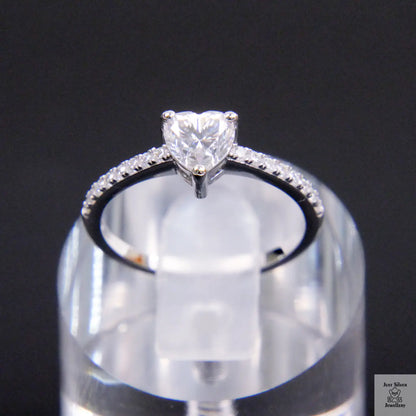 Silver Solitaire Heart Natural Zircon Ring Just Silver Jewellery