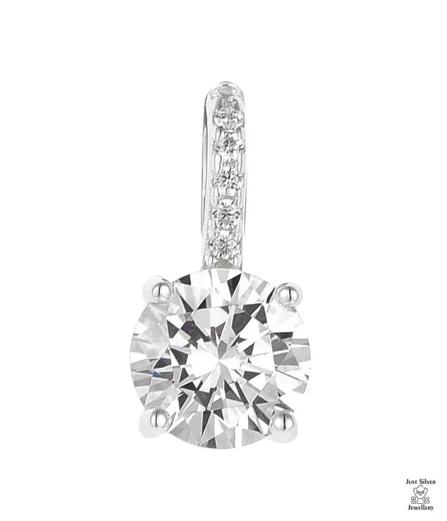 Silver Clear Natural Zircon Pendant Just Silver Jewellery
