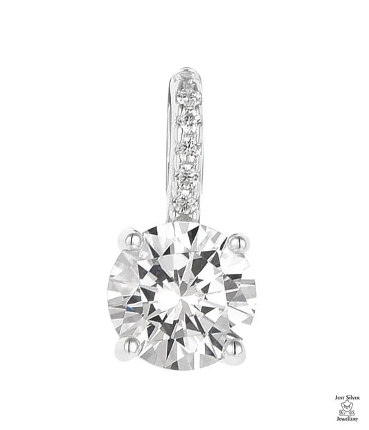Silver Clear Natural Zircon Pendant Just Silver Jewellery