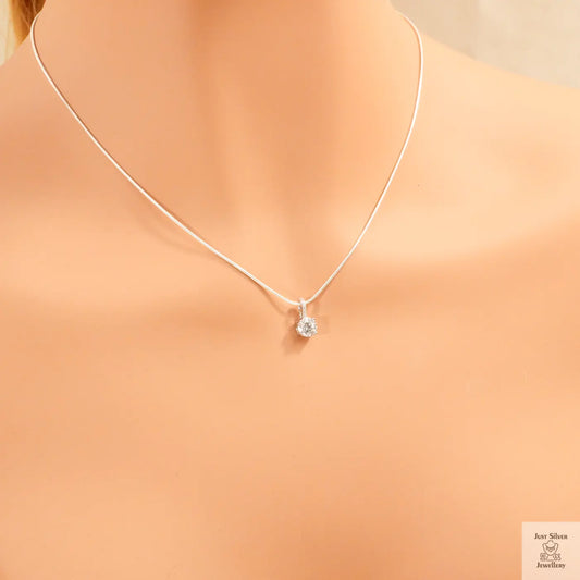 Silver Clear Natural Zircon Pendant