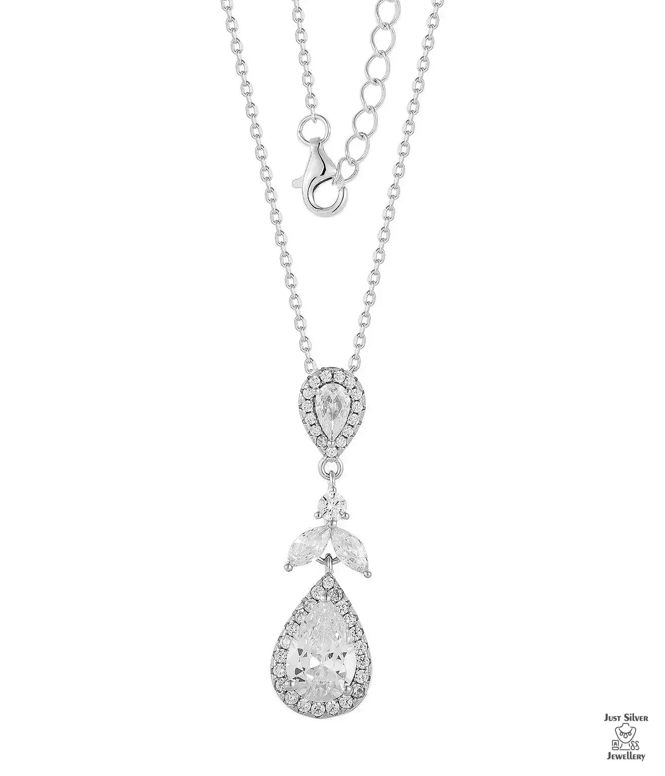 Silver Natural Clear Zircon Necklace Just Silver Jewellery