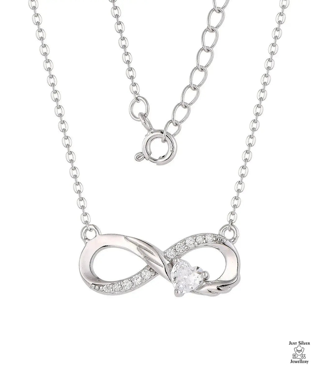 Silver Natural Zircon Infinity Necklace Just Silver Jewellery