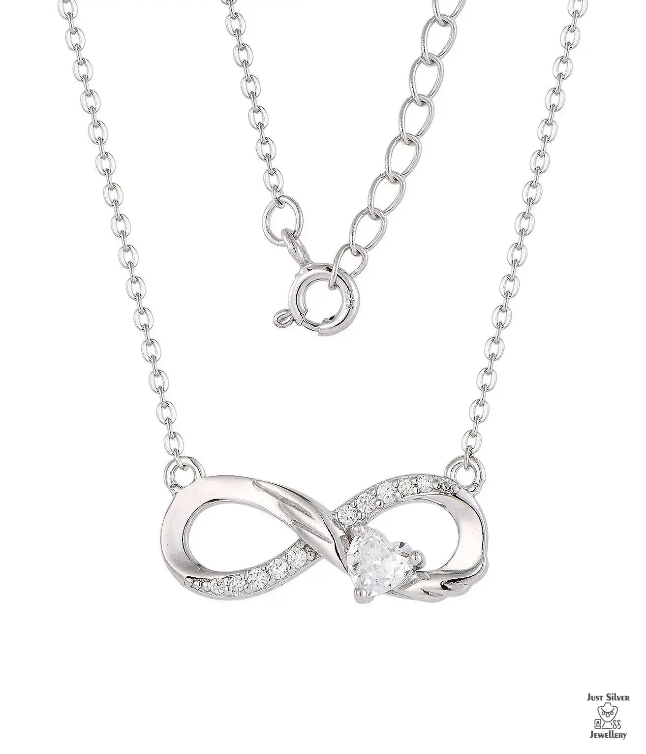 Silver Natural Zircon Infinity Necklace Just Silver Jewellery
